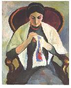 August Macke Embroidering woman Spain oil painting artist